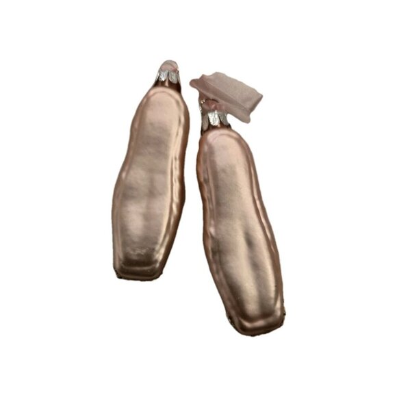 New Pink / Gold Ballet Slippers Glass Pointe Shoes Christmas Tree Ornament Decor - Picture 2 of 3